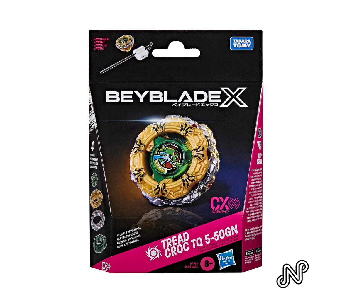 Beyblade X Tread Croc TQ 5-50GN CX Infinity Starter Pack Set Takara Tomy Attack Type Top & Launcher, Battling Game Toys
