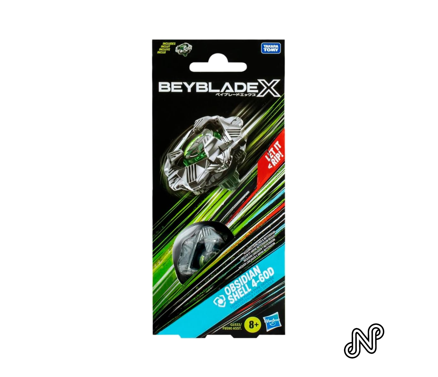 Beyblade X Obsidian Shell 4-60D Booster Pack Set with Defense Type Top