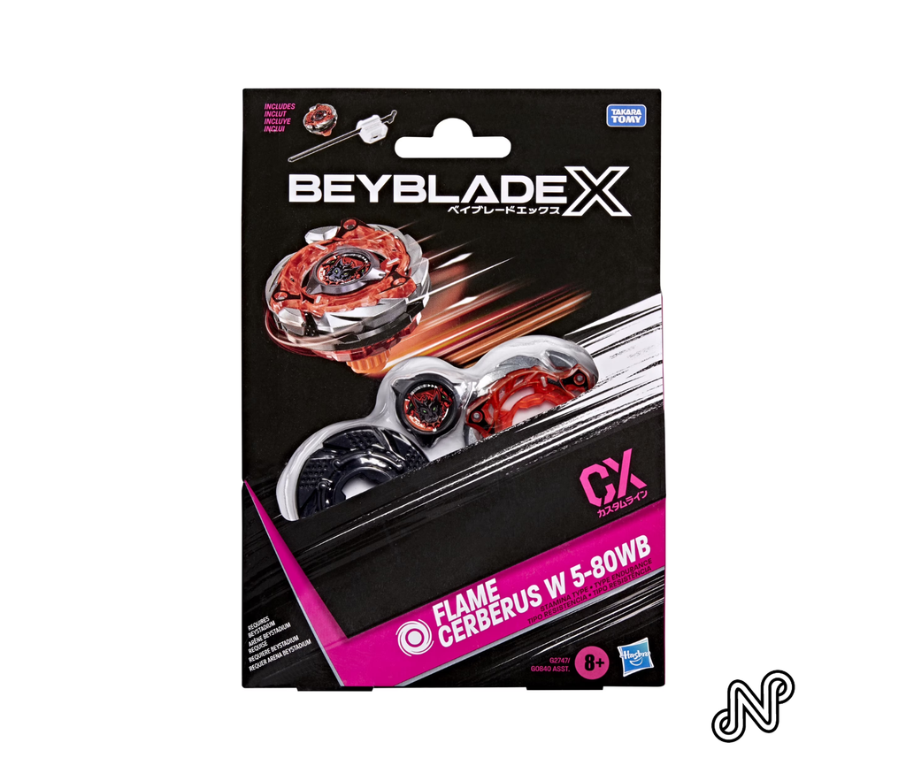 Beyblade X Flame Cerberus W 5-80WB CX Starter Pack Set with Stamina Type Top & Launcher
