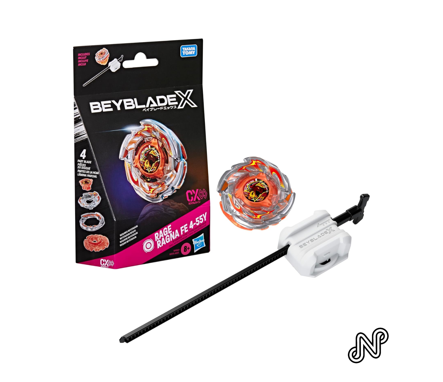 Beyblade X Rage Ragna FE 4-55Y CX Infinity Starter Pack Set, Takara Tomy Stamina Type Top and Launcher