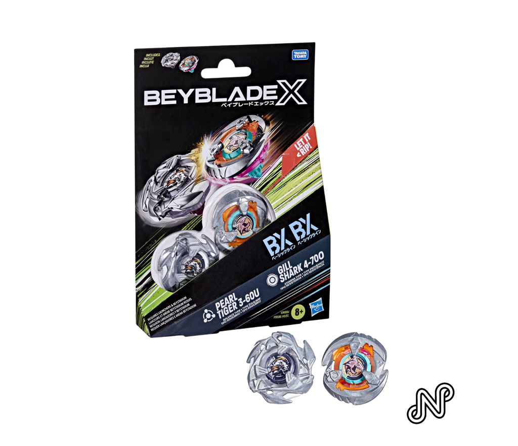 Beyblade X Gill Shark 4-70O & Pearl Tiger 3-60U Dual Pack Battling Top Set