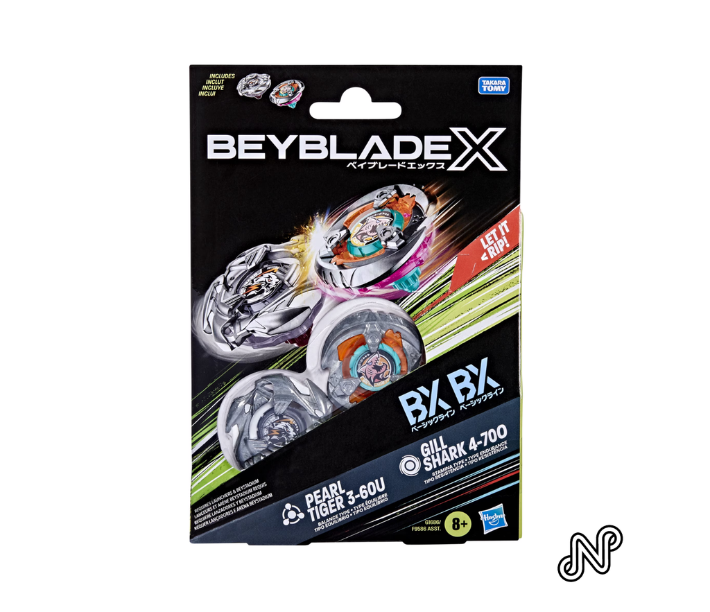Beyblade X Gill Shark 4-70O & Pearl Tiger 3-60U Dual Pack Battling Top Set