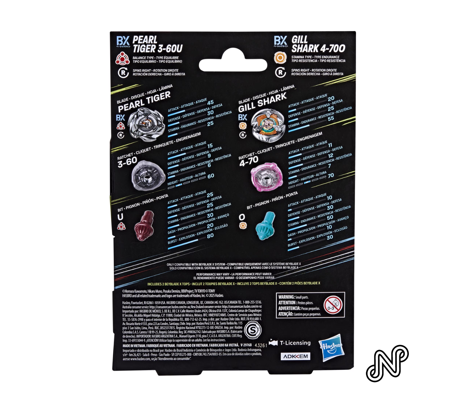 Beyblade X Gill Shark 4-70O & Pearl Tiger 3-60U Dual Pack Battling Top Set