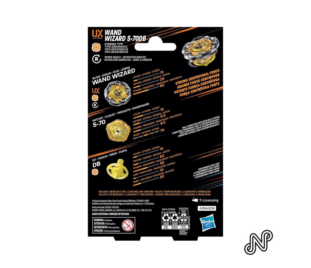 Beyblade X Wand Wizard 5-70DB UX Starter Pack Top and Launcher Hasbro