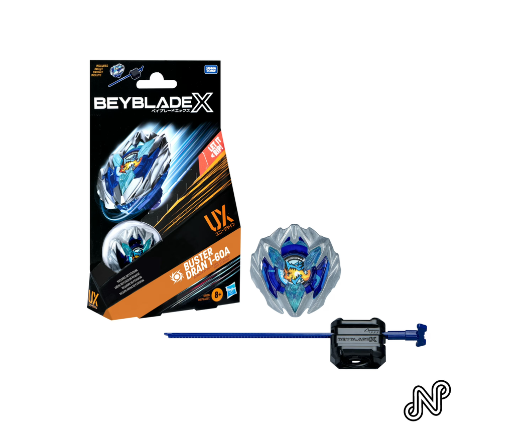 Beyblade X Buster Dran 1-60A UX Starter Pack with Blue Attack Type Battling Top & Launcher Set