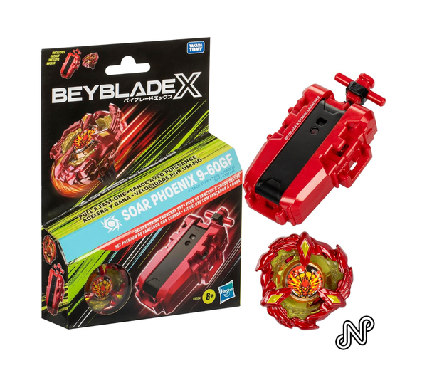 Beyblade X Soar Phoenix 9-60GF Deluxe String Launcher Set with Red Right-Spinning Battling Top