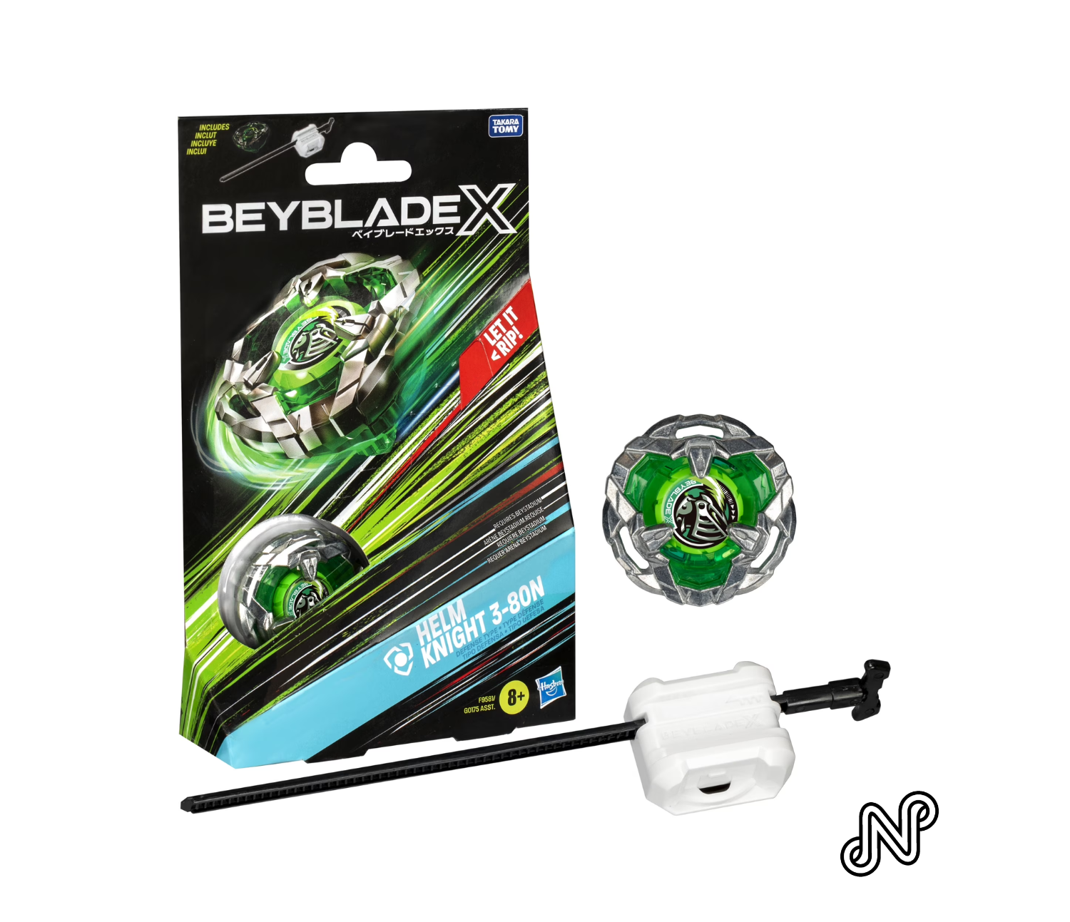 Beyblade X Helm Knight 3-80N Starter Pack Set with Defense Type Battling Top & Launcher