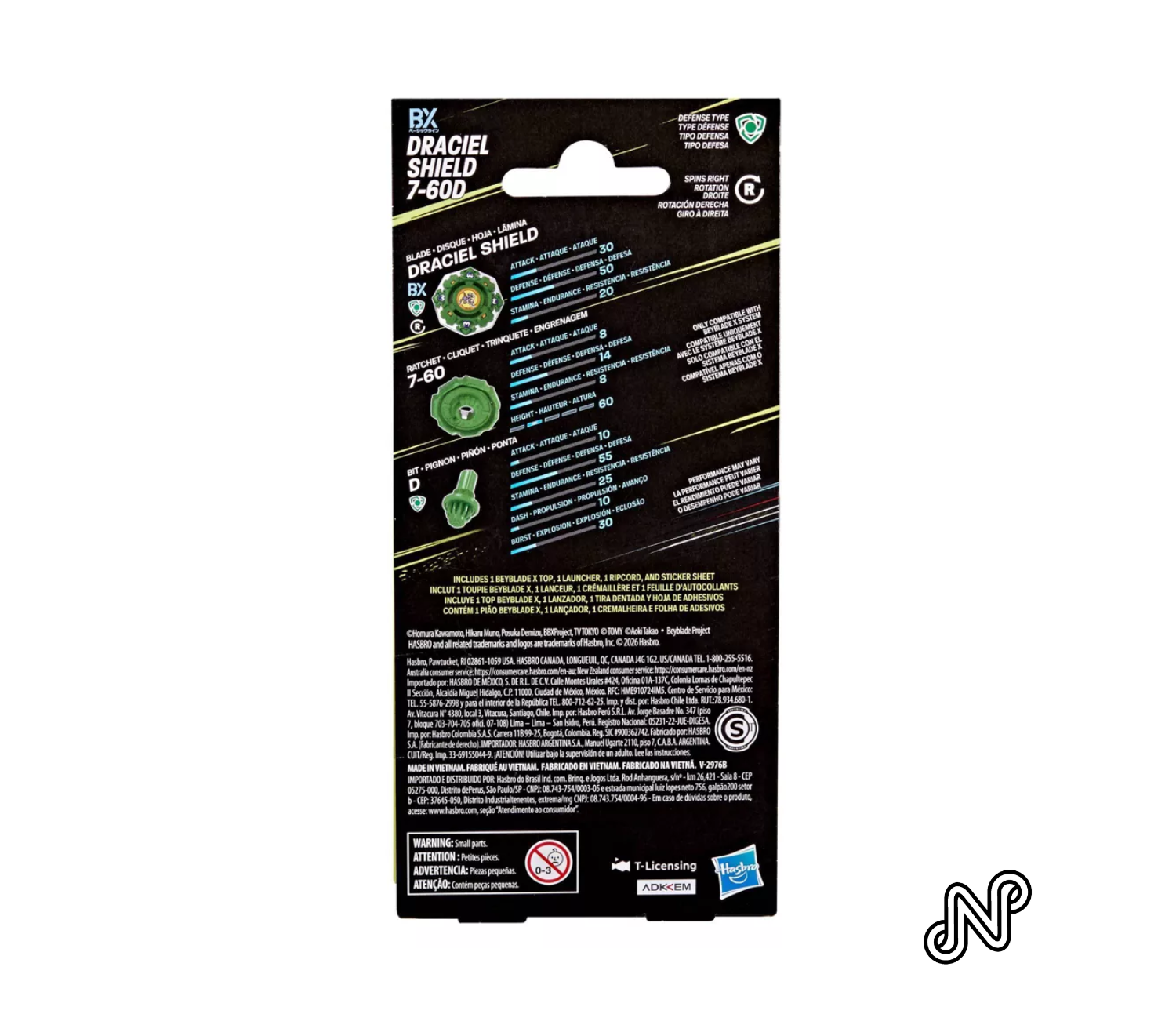Beyblade X X-Over Project Draciel Shield 7-60D Pack Top and Launcher