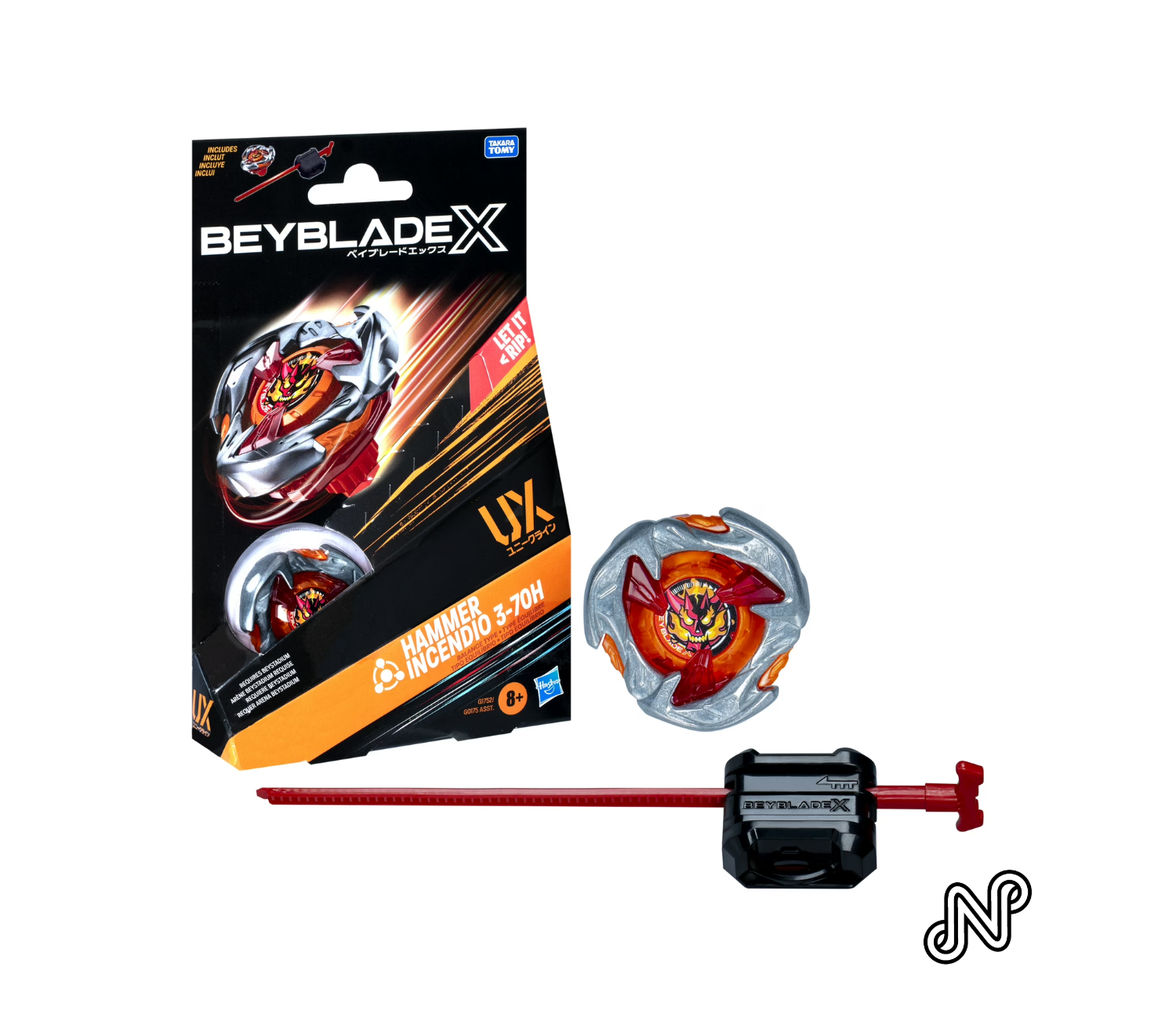 Beyblade X Hammer Incendio 3-70H UX Starter Pack Set with Balance Battling Top & Launcher