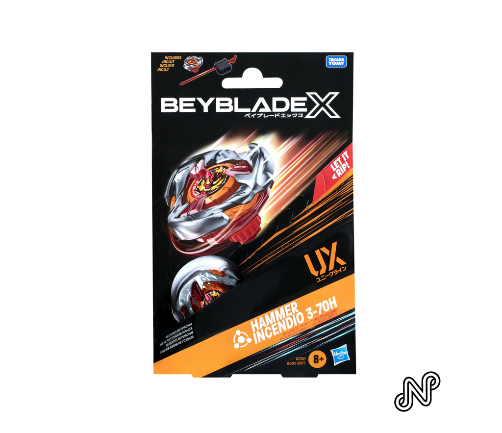 Beyblade X Hammer Incendio 3-70H UX Starter Pack Set with Balance Battling Top & Launcher