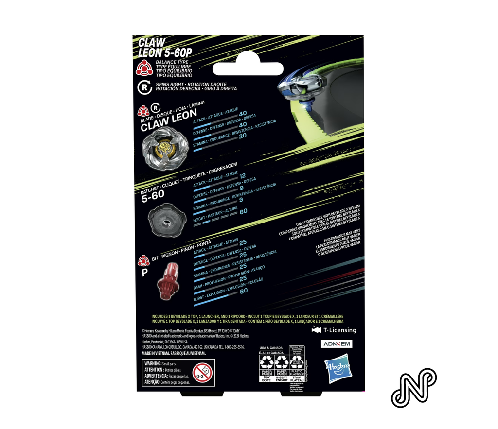 Beyblade X Claw Leon 5-60P Starter Pack Set with Balance Type Battling Top Set