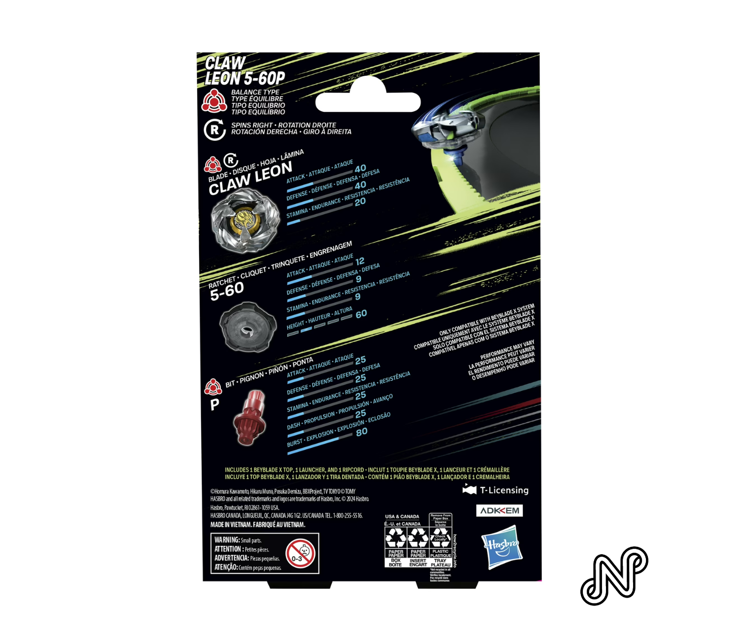 Beyblade X Claw Leon 5-60P Starter Pack Set with Balance Type Battling Top Set
