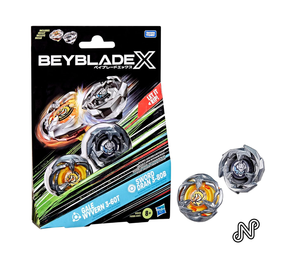 Beyblade X Gale Wyvern 3-60T & Sword Dran 3-80B Dual Pack Set
