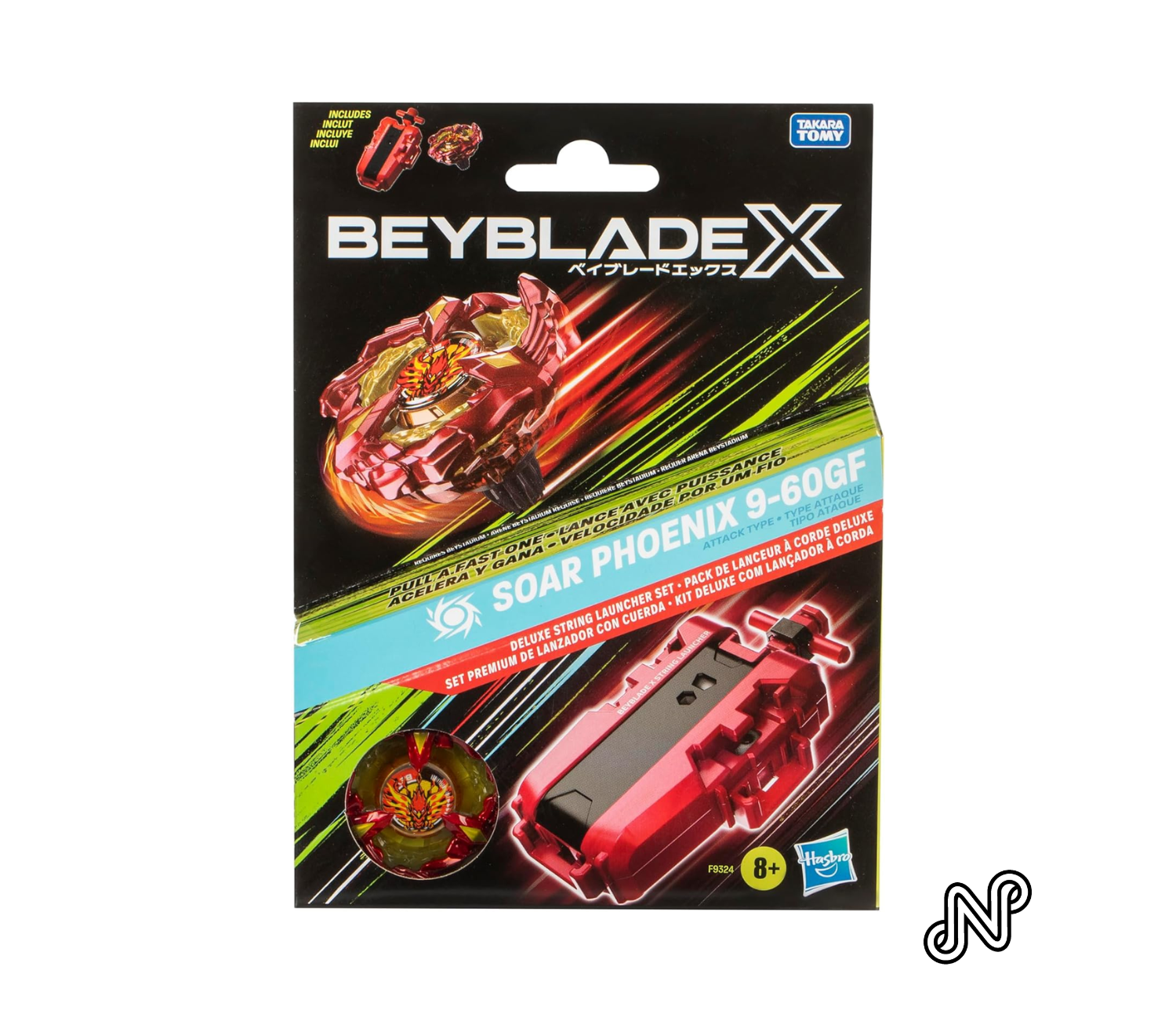 Beyblade X Soar Phoenix 9-60GF Deluxe String Launcher Set with Red Right-Spinning Battling Top