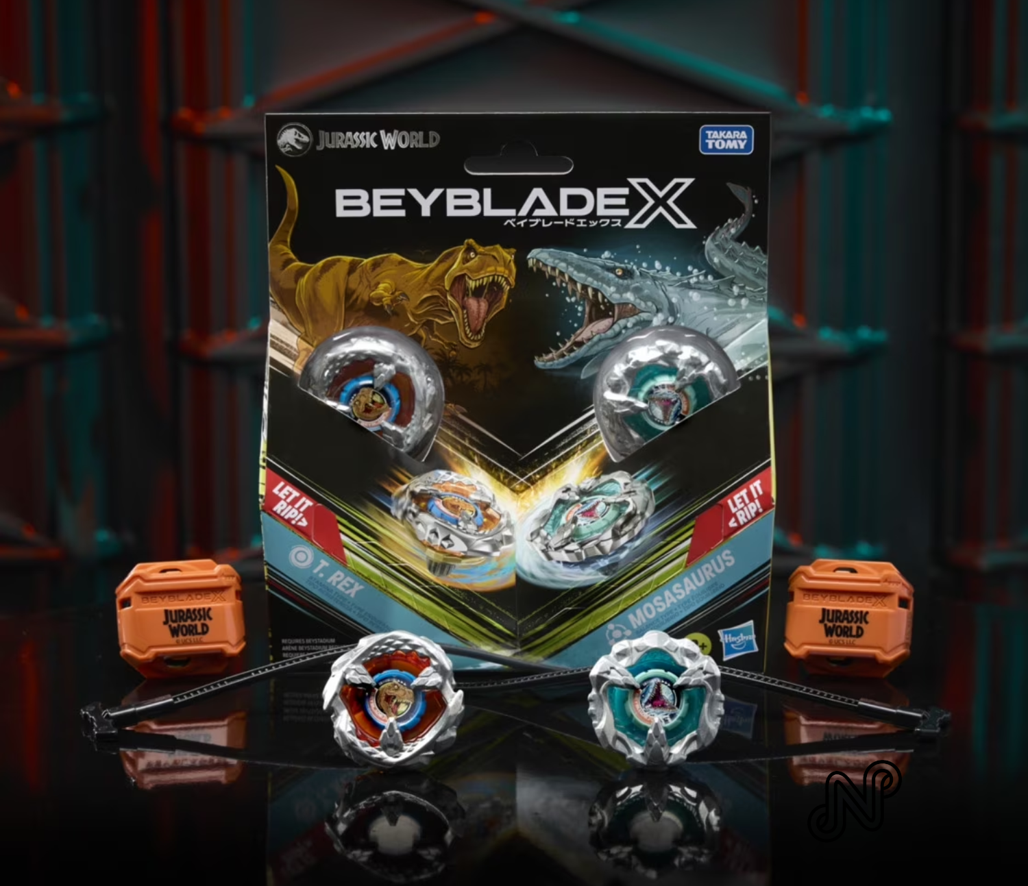 Beyblade X Jurassic World Collab T. Rex vs. Mosasaurus Multipack Battling Top Set