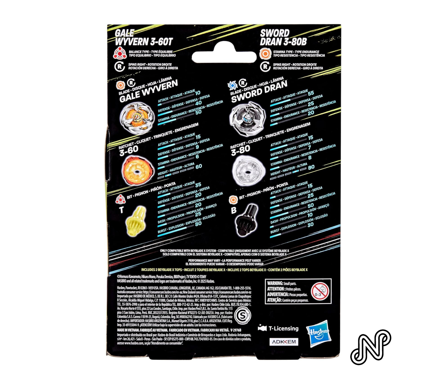 Beyblade X Gale Wyvern 3-60T & Sword Dran 3-80B Dual Pack Set