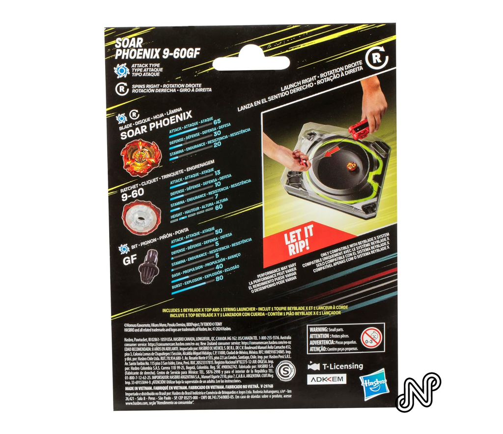 Beyblade X Soar Phoenix 9-60GF Deluxe String Launcher Set with Red Right-Spinning Battling Top