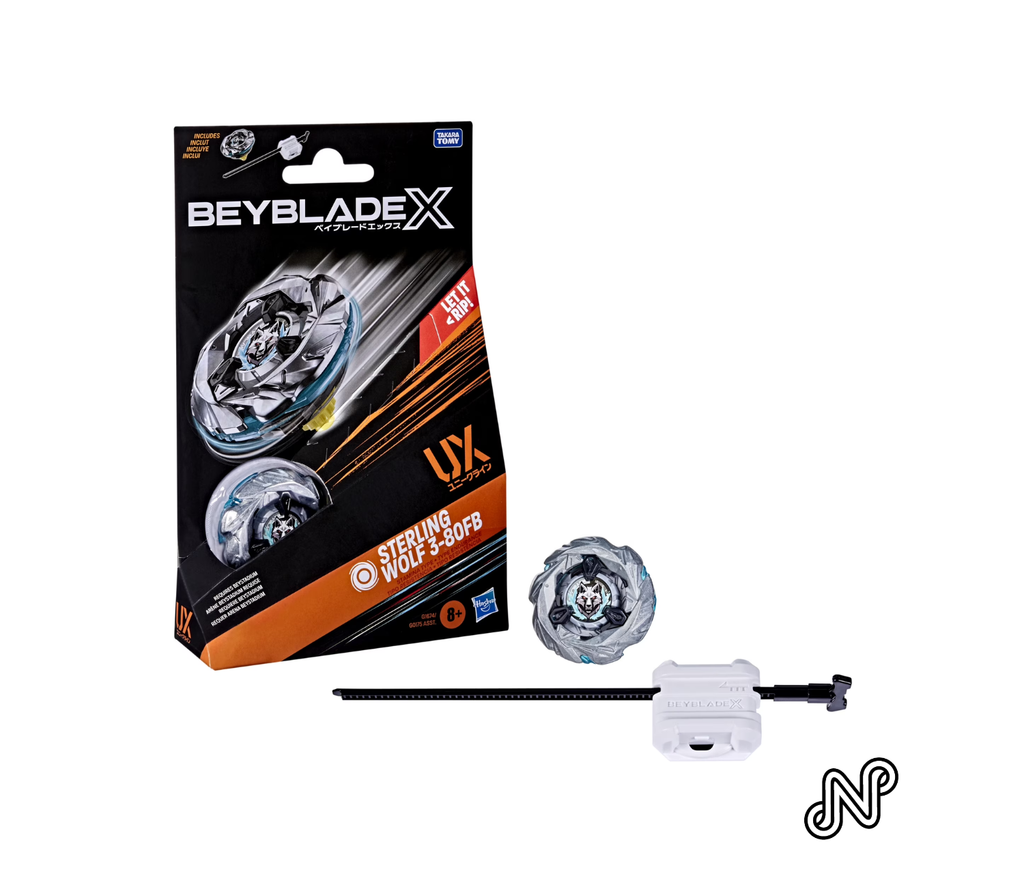 Beyblade X Sterling Wolf 3-80FB UX Starter Pack Set with Stamina Battling Top & Launcher