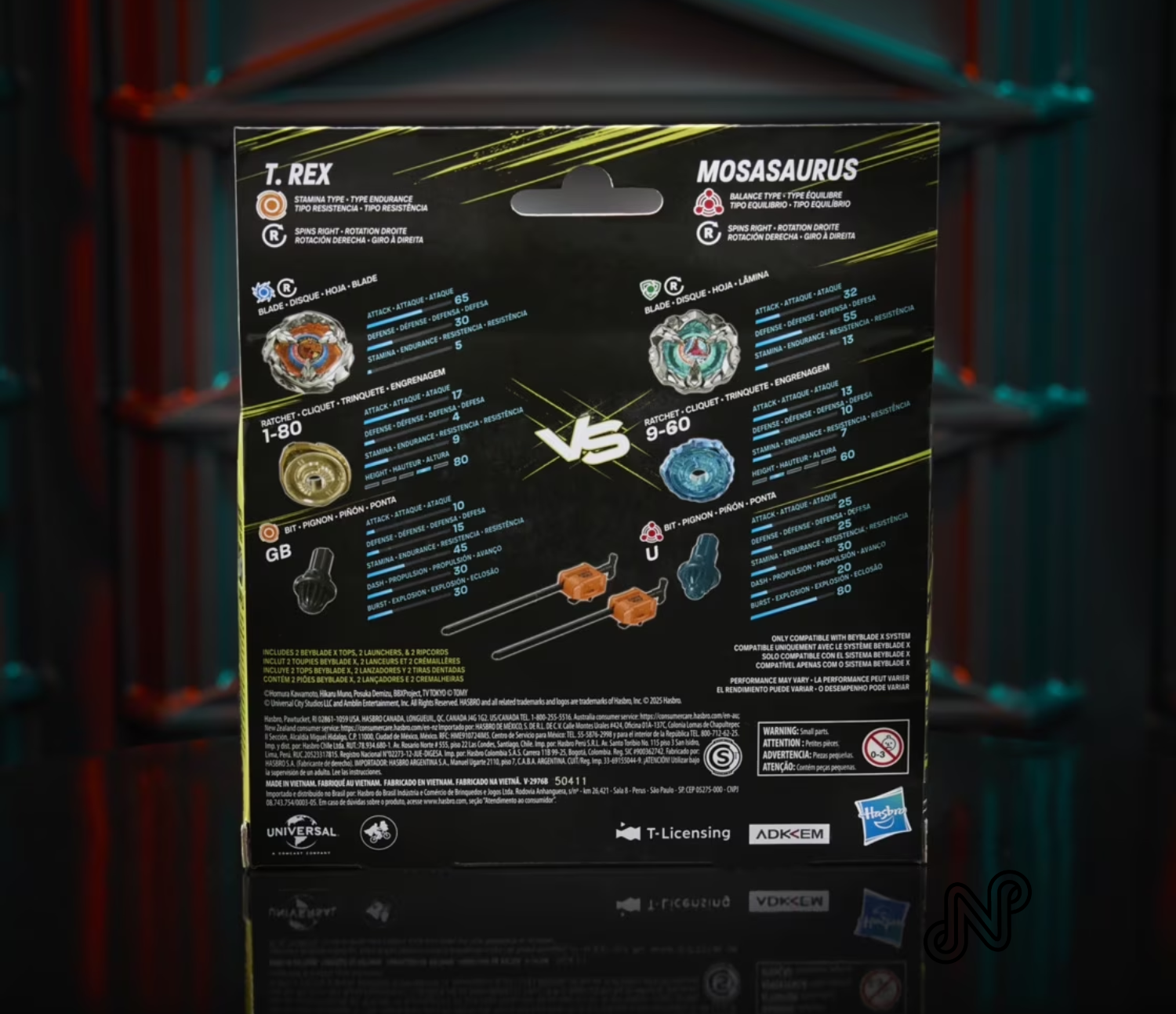 Beyblade X Jurassic World Collab T. Rex vs. Mosasaurus Multipack Battling Top Set