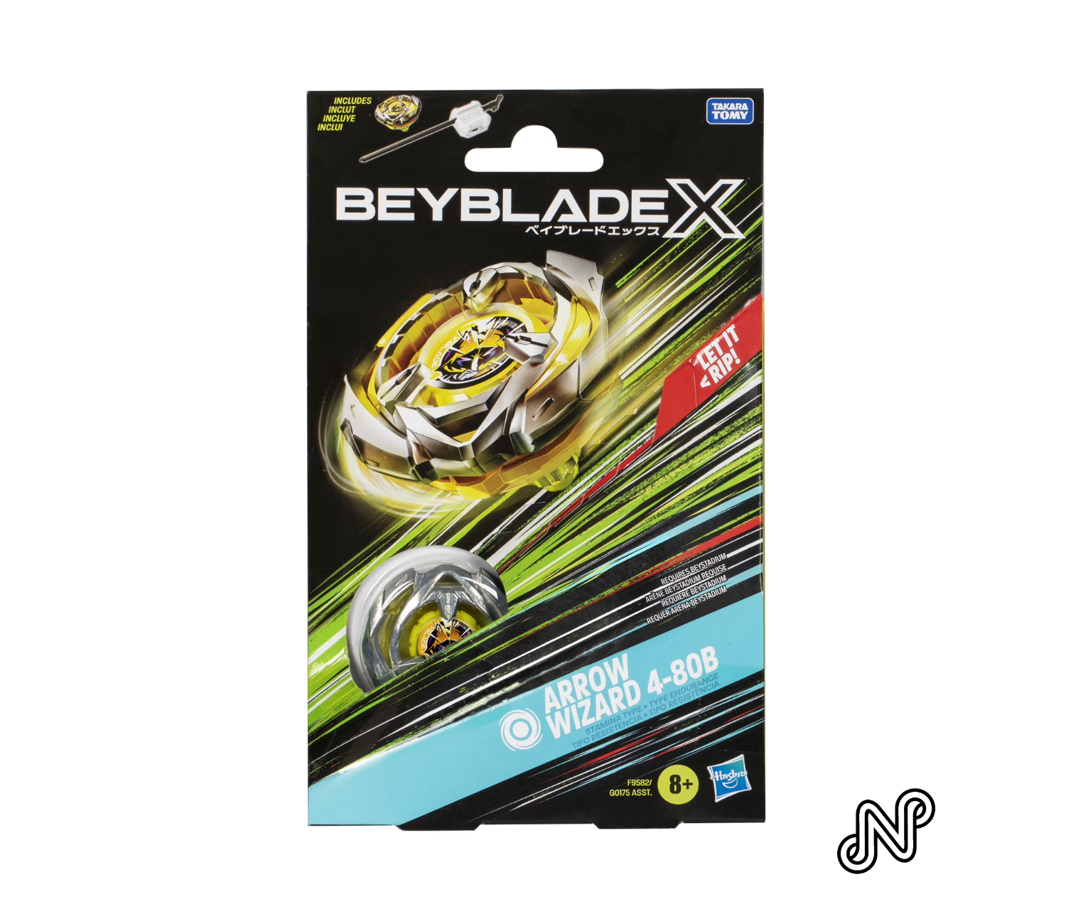 Beyblade X Arrow Wizard 4-80B Starter Pack Set with Stamina Type Battling Top & Launcher