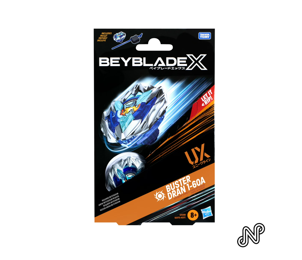 Beyblade X Buster Dran 1-60A UX Starter Pack with Blue Attack Type Battling Top & Launcher Set