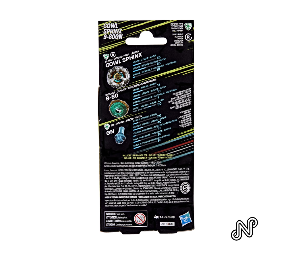 Beyblade X Cowl Sphinx 9-80GN Booster Pack Set with Defense Type Battling Tops