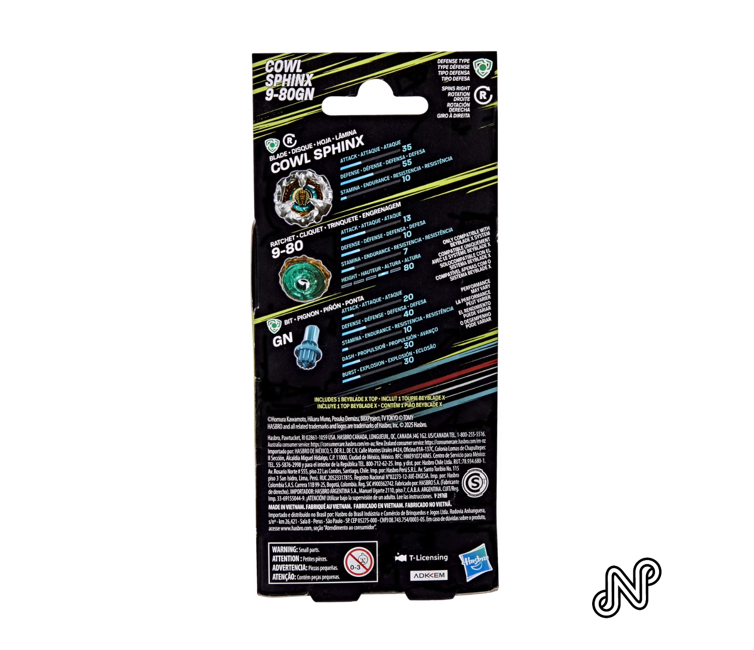Beyblade X Cowl Sphinx 9-80GN Booster Pack Set with Defense Type Battling Tops
