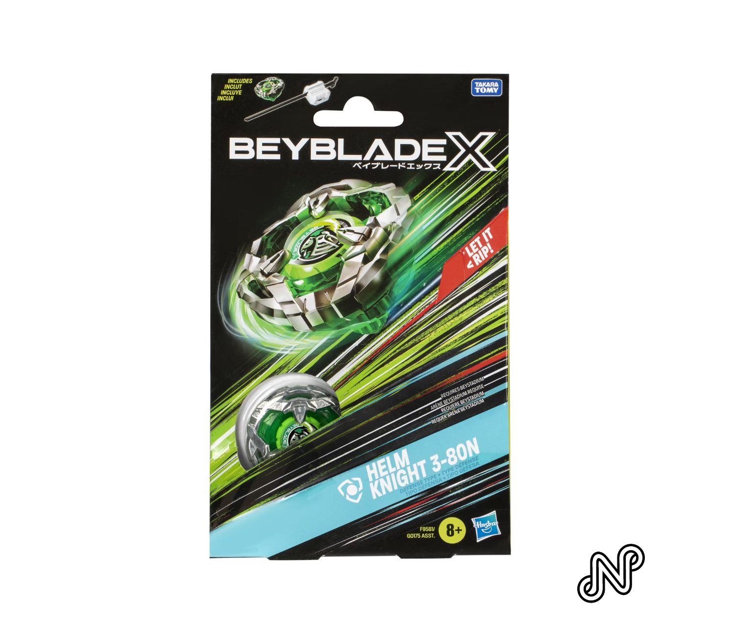Beyblade X Helm Knight 3-80N Starter Pack Set with Defense Type Battling Top & Launcher