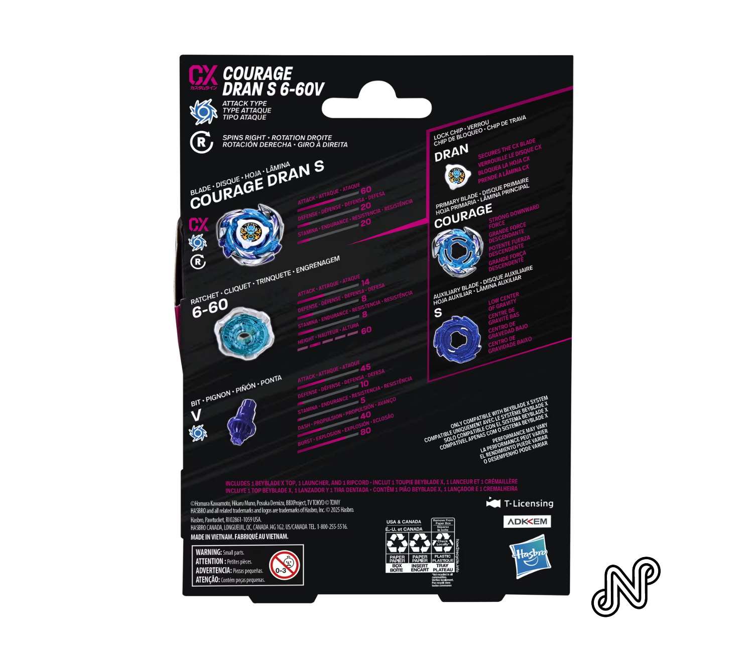 Beyblade X Courage Dran S 6-60V CX Starter pack set with Attack Type Top & Launcher