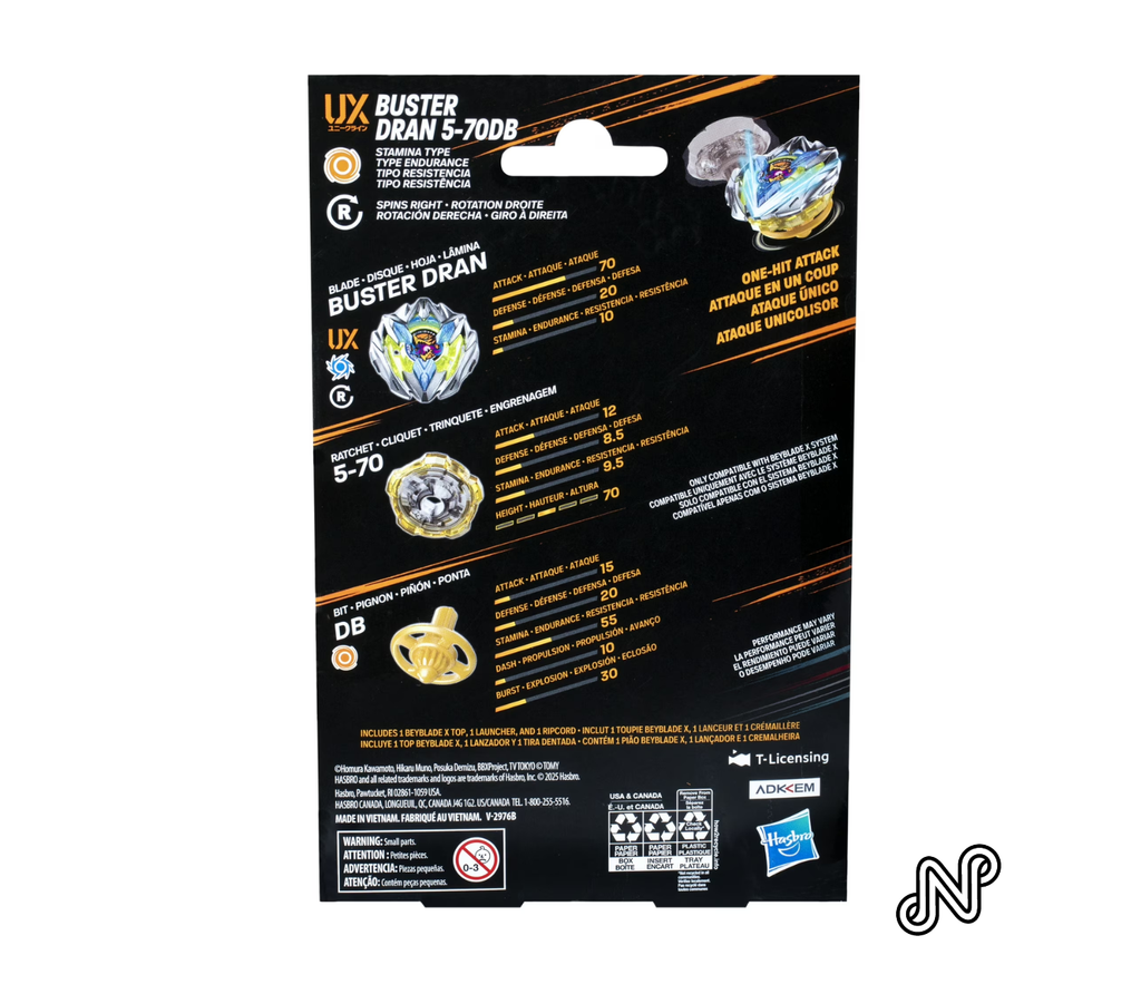 Beyblade X Buster Dran 5-70DB UX Starter Pack Set with Stamina Type Top