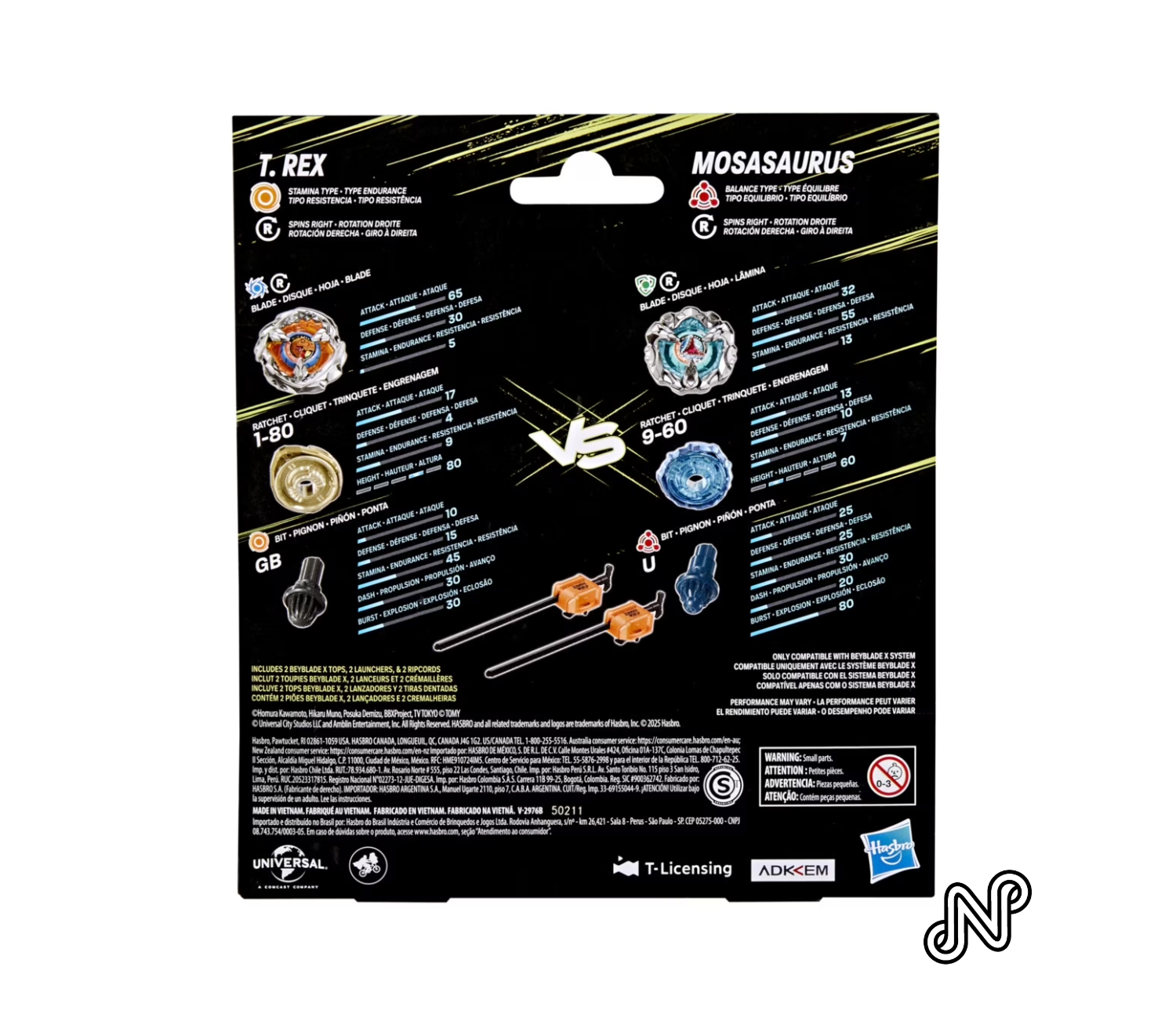 Beyblade X Jurassic World Collab T. Rex vs. Mosasaurus Multipack Battling Top Set