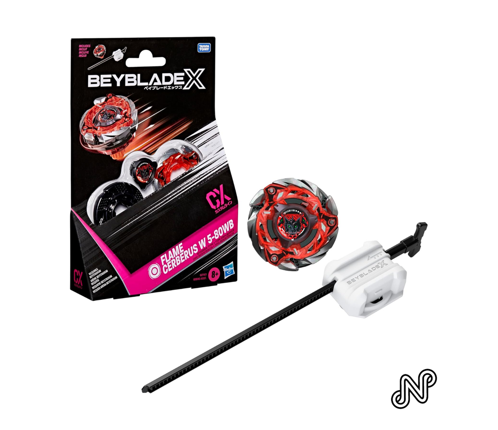 Beyblade X Flame Cerberus W 5-80WB CX Starter Pack Set with Stamina Type Top & Launcher