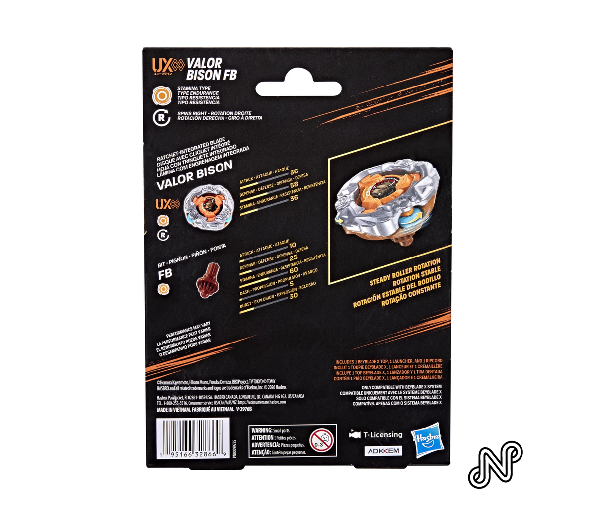 Beyblade X Valor Bison FB UX Infinity Starter Pack Set with Top & Launcher