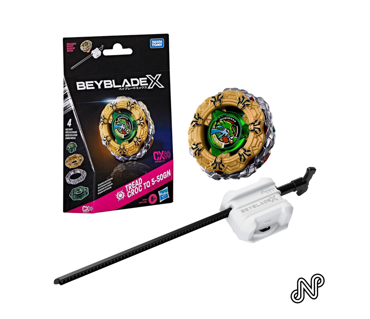 Beyblade X Tread Croc TQ 5-50GN CX Infinity Starter Pack Set Takara Tomy Attack Type Top & Launcher, Battling Game Toys