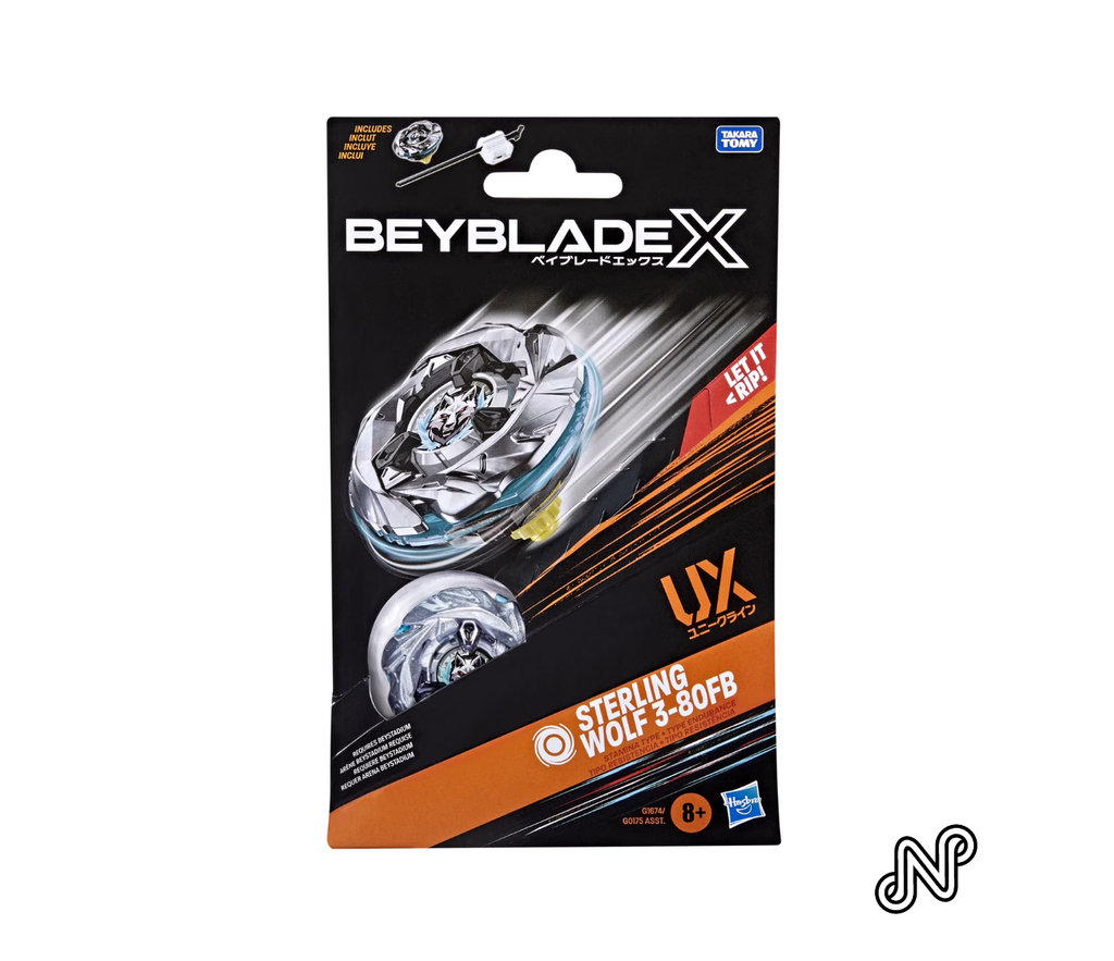 Beyblade X Sterling Wolf 3-80FB UX Starter Pack Set with Stamina Battling Top & Launcher