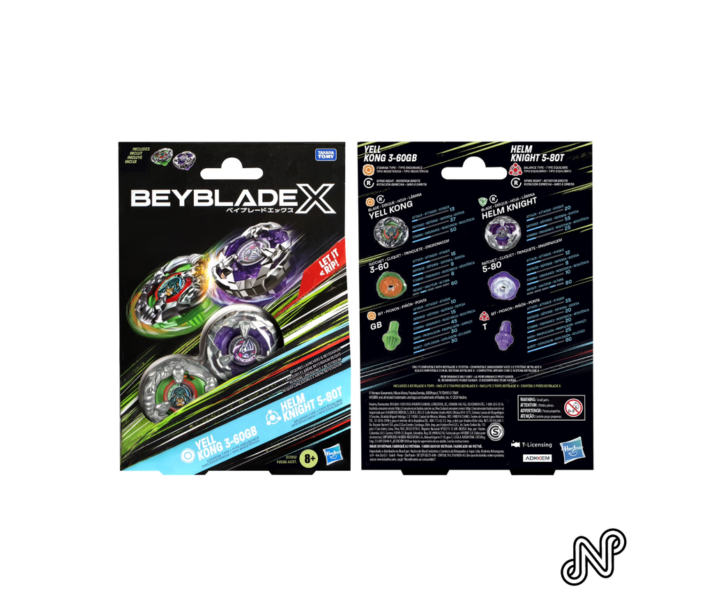 Beyblade X Yell Kong 3-60GB and Helm Knight 5-80T Battling Top Set