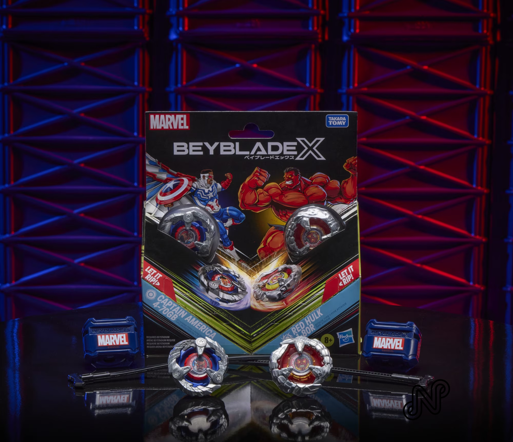 Beyblade X and Marvel Collab, Captain America 4-70GB vs. Red Hulk 1-80R