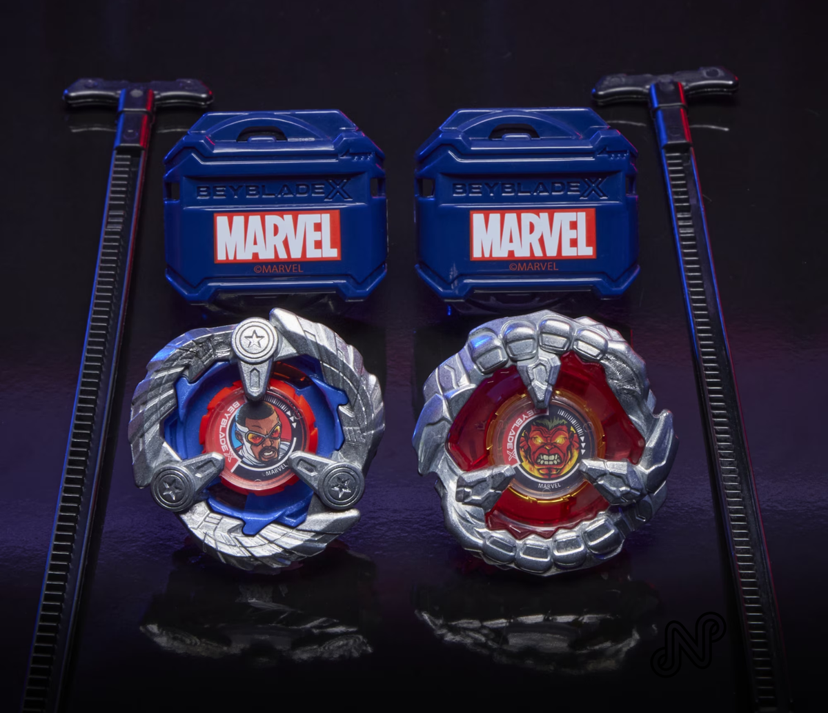 Beyblade X and Marvel Collab, Captain America 4-70GB vs. Red Hulk 1-80R