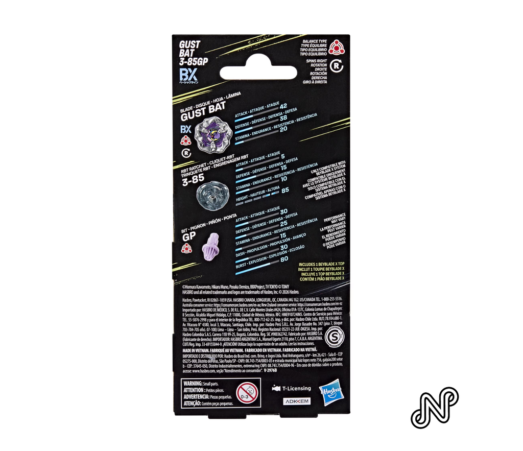 Beyblade X Gust Bat 3-85GP BX Booster Pack Set with Balance Type Top